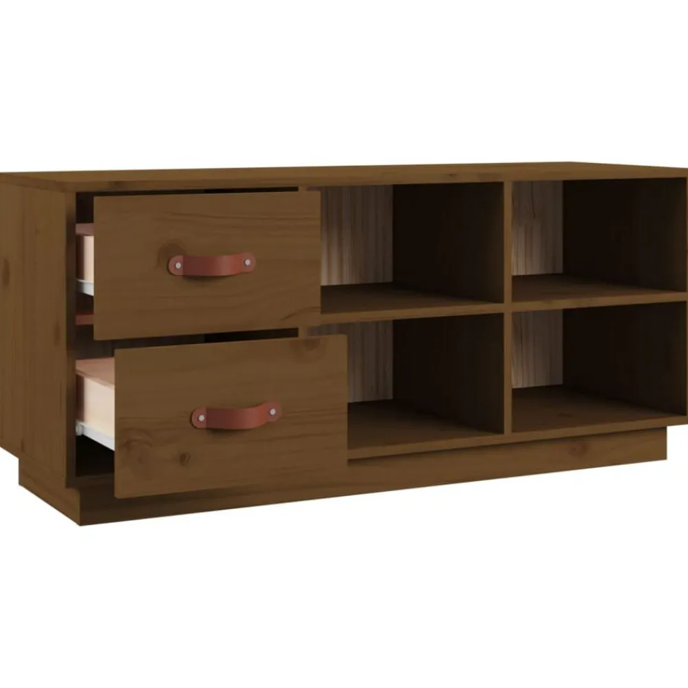 vidaXL Productos Del Hogar-Zapatero madera maciza de pino marrón miel 100x34x45 cm
