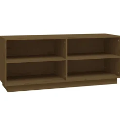 vidaXL Productos Del Hogar-Zapatero madera maciza de pino marrón miel 110x34x45 cm