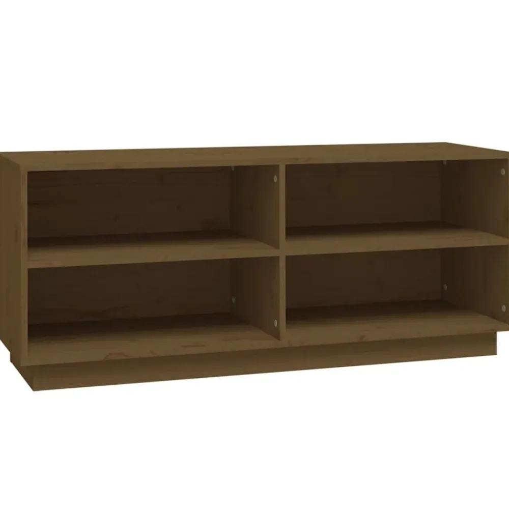 vidaXL Productos Del Hogar-Zapatero madera maciza de pino marrón miel 110x34x45 cm