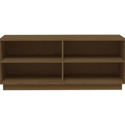vidaXL Productos Del Hogar-Zapatero madera maciza de pino marrón miel 110x34x45 cm