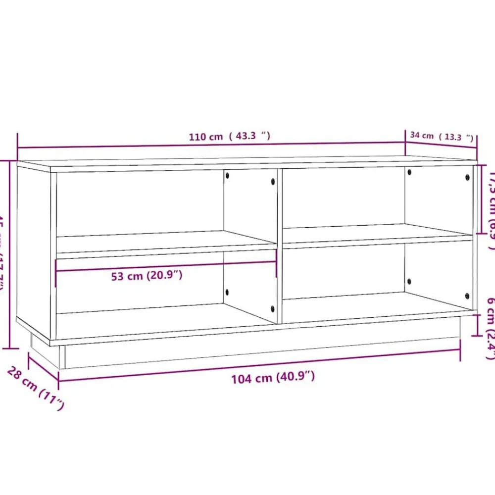 vidaXL Productos Del Hogar-Zapatero madera maciza de pino marrón miel 110x34x45 cm