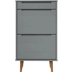 vidaXL Zapatero MOLDE madera maciza de pino 59,5x35x103 cm Gris Best