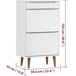 vidaXL Productos Del Hogar-Zapatero MOLDE madera maciza de pino 59,5x35x103 cm