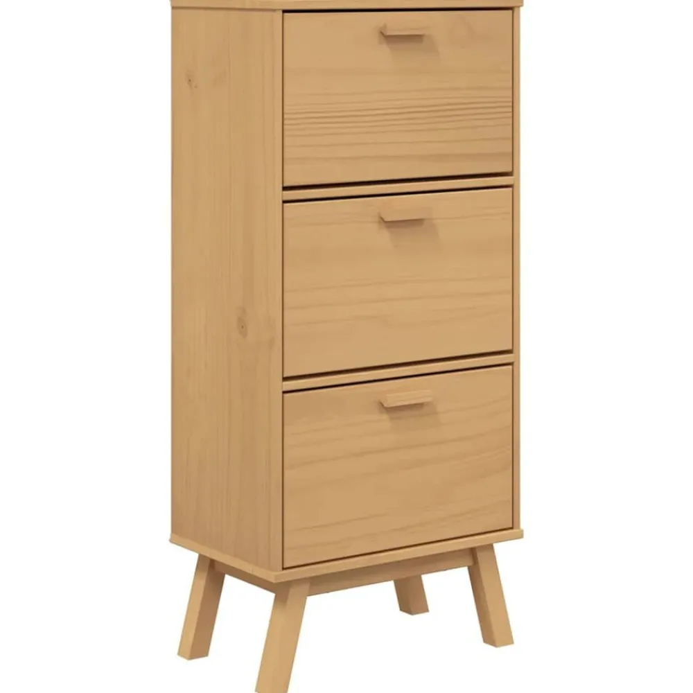 vidaXL Productos Del Hogar-Zapatero OLDEN madera maciza de pino marrón 55x35x120 cm