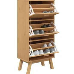 vidaXL Productos Del Hogar-Zapatero OLDEN madera maciza de pino marrón 55x35x120 cm