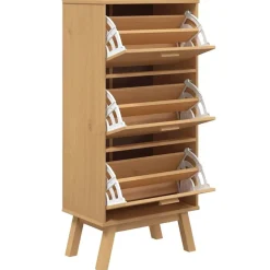 vidaXL Productos Del Hogar-Zapatero OLDEN madera maciza de pino marrón 55x35x120 cm