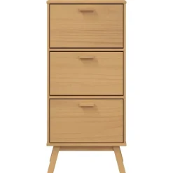 vidaXL Productos Del Hogar-Zapatero OLDEN madera maciza de pino marrón 55x35x120 cm