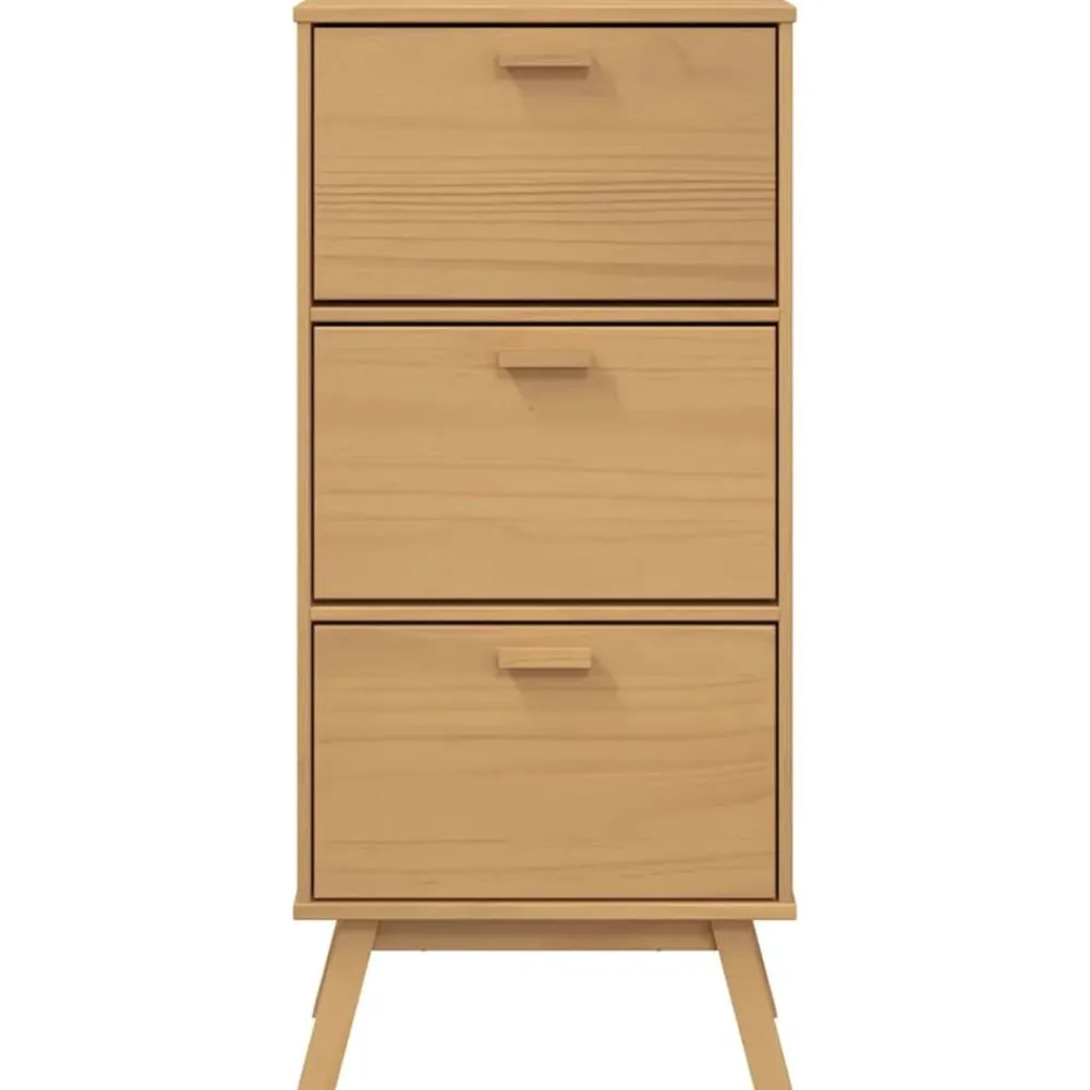 vidaXL Productos Del Hogar-Zapatero OLDEN madera maciza de pino marrón 55x35x120 cm