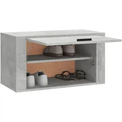 vidaXL Productos Del Hogar-Zapatero pared contrachapada gris hormigón 70x35x38 cm