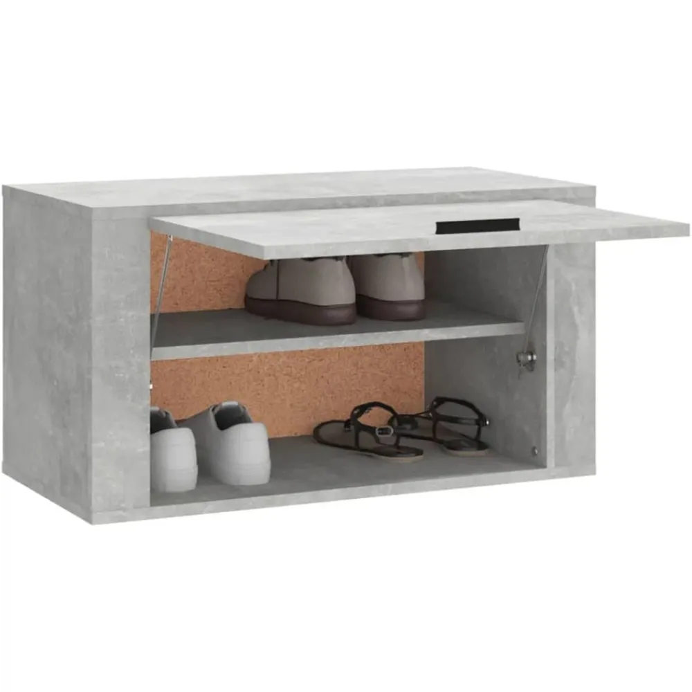 vidaXL Productos Del Hogar-Zapatero pared contrachapada gris hormigón 70x35x38 cm