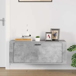 vidaXL Productos Del Hogar-Zapatero pared contrachapada gris hormigón 100x35x38 cm