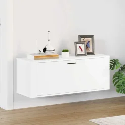 vidaXL Zapatero pared madera contrachapada 100x35x38 cm Blanco New