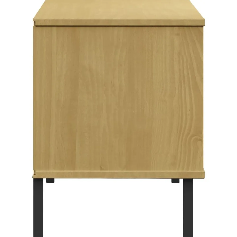 vidaXL Productos Del Hogar-Zapatero patas de metal OSLO madera maciza marrón 106x35x45 cm
