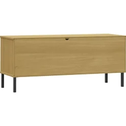 vidaXL Productos Del Hogar-Zapatero patas de metal OSLO madera maciza marrón 106x35x45 cm