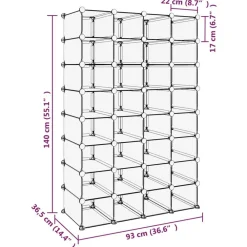 vidaXL Productos Del Hogar-Zapatero PP 93x36,5x140 cm