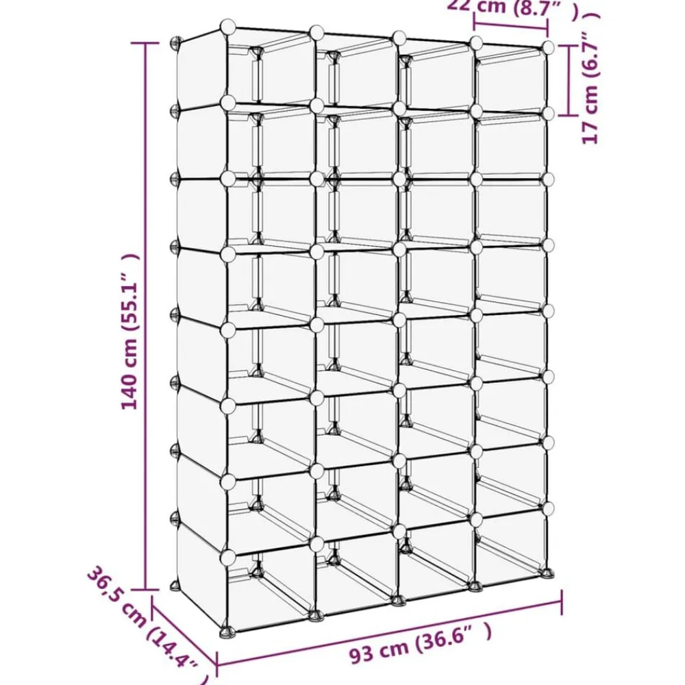 vidaXL Productos Del Hogar-Zapatero PP 93x36,5x140 cm