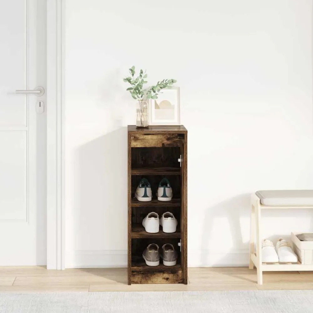 vidaXL Zapatero 29,5x34x76 cm Madera de ingeniería Roble ahumado Online