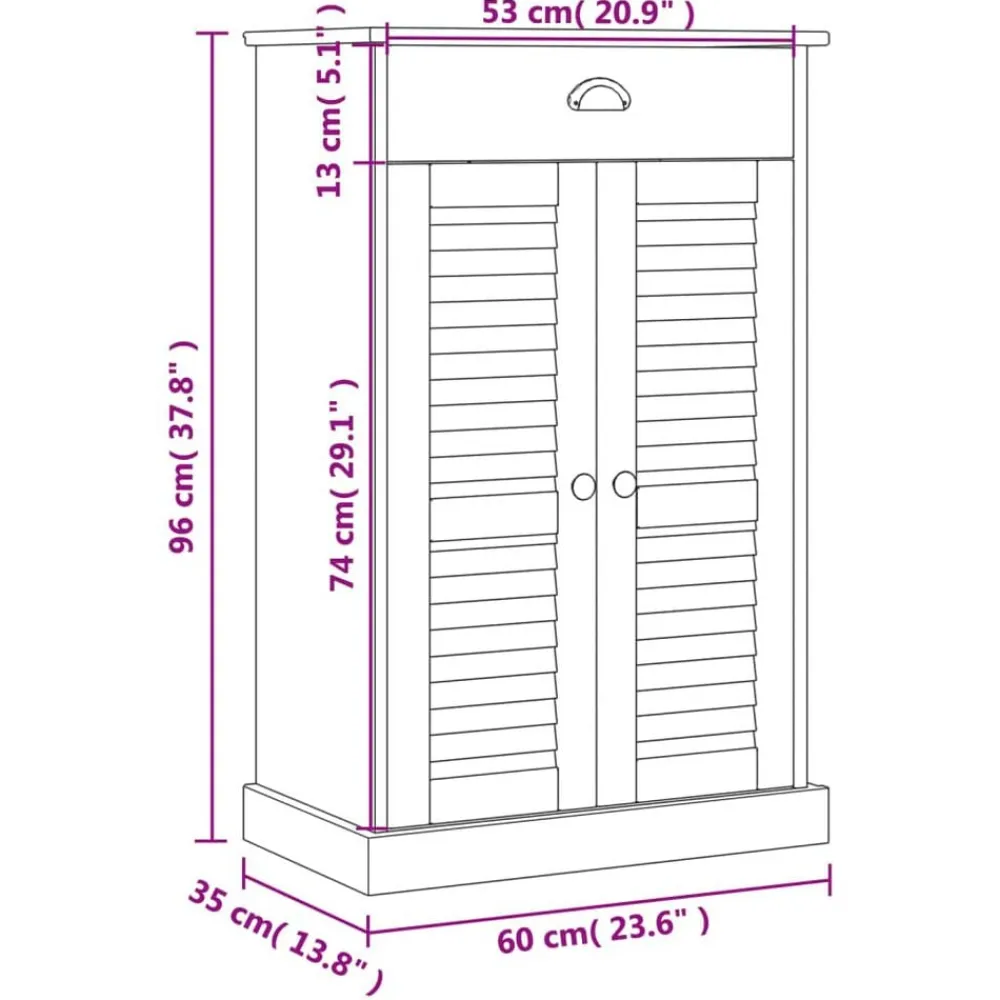 vidaXL Productos Del Hogar-Zapatero VIGO madera maciza de pino 60x35x96 cm
