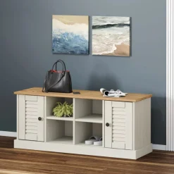 vidaXL Zapatero VIGO madera maciza de pino 106x35x45 cm Blanco Outlet