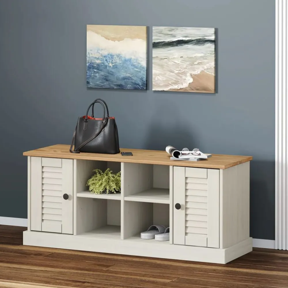 vidaXL Zapatero VIGO madera maciza de pino 106x35x45 cm Blanco Outlet