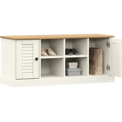 vidaXL Zapatero VIGO madera maciza de pino 106x35x45 cm Blanco Outlet