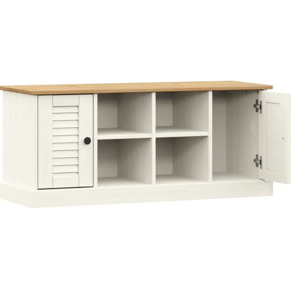 vidaXL Zapatero VIGO madera maciza de pino 106x35x45 cm Blanco Outlet