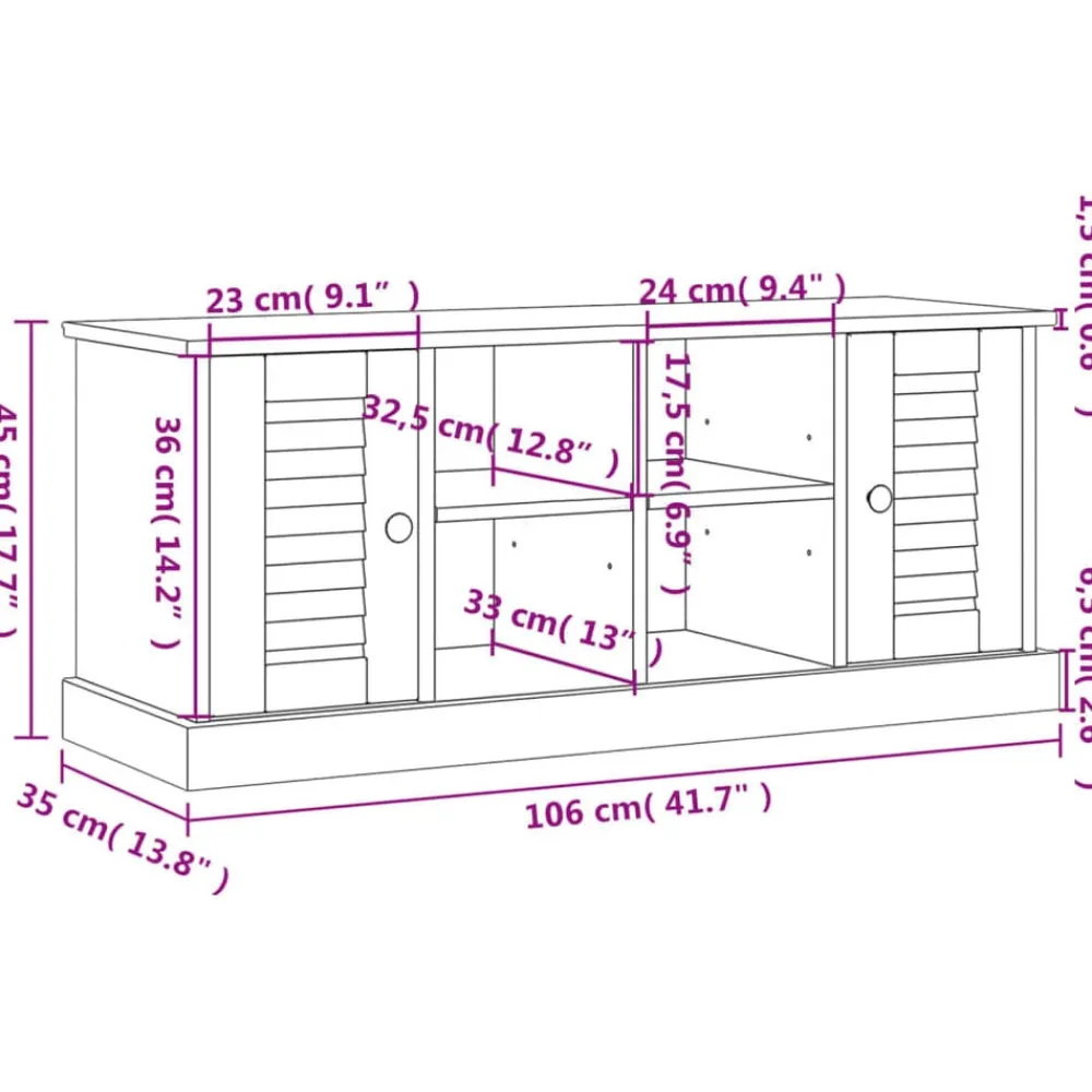 vidaXL Zapatero VIGO madera maciza de pino 106x35x45 cm Blanco Outlet