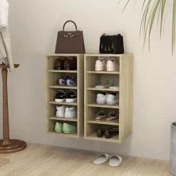 vidaXL Zapateros 2 uds contrachapado 31,5x35x70cm Roble Sonoma Best