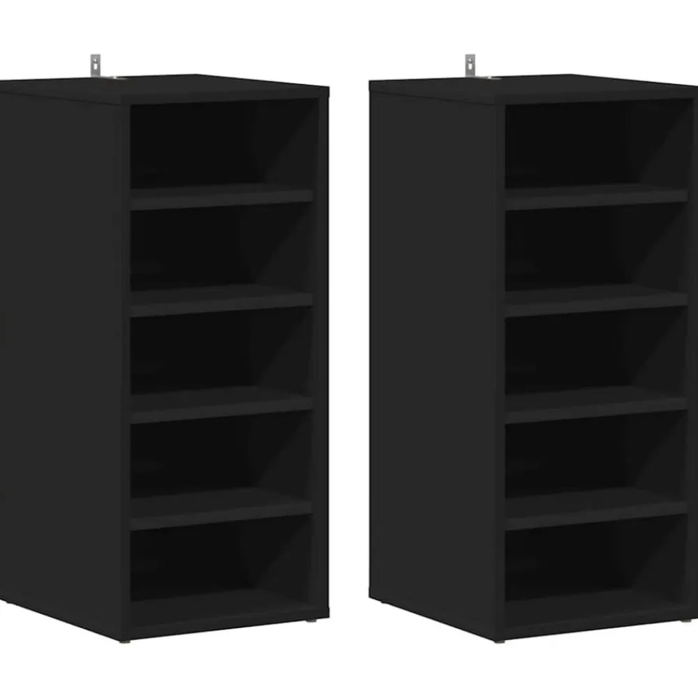 vidaXL Zapateros 2 uds madera contrachapada 31,5x35x70cm Negro Discount