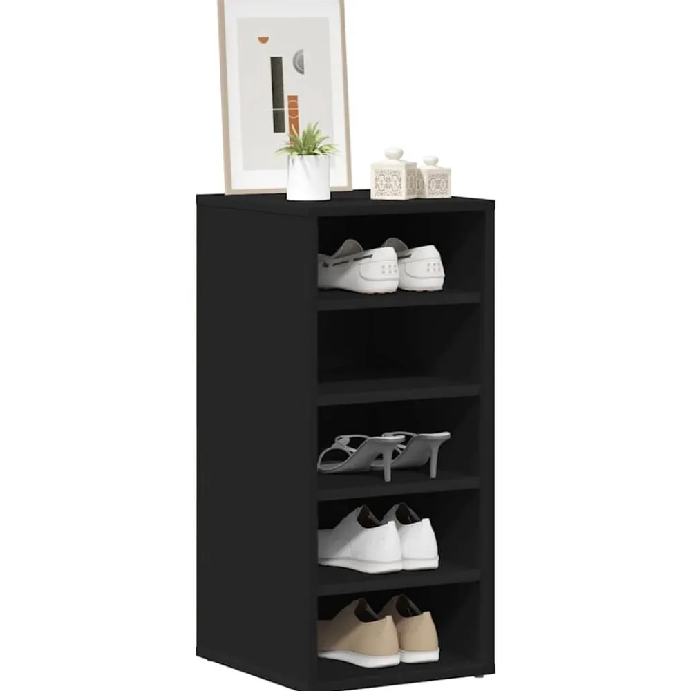 vidaXL Zapateros 2 uds madera contrachapada 31,5x35x70cm Negro Discount