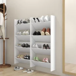 vidaXL Productos Del Hogar-Zapateros de pared 4 uds madera contrachapada 60x18x60cm